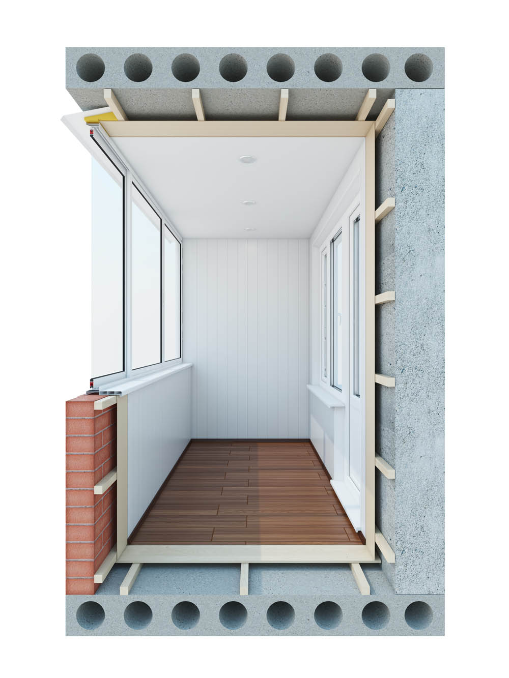 Одна з рам встановлюється на зсувний системі, що дозволяє забезпечити вентиляцію балкона і поєднаної з ним кімнати